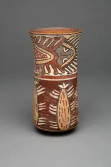 Beaker with Plants, Possibly Cacti, and Abstract Figures, 180 B.C./A.D. 500. Creator: Unknown