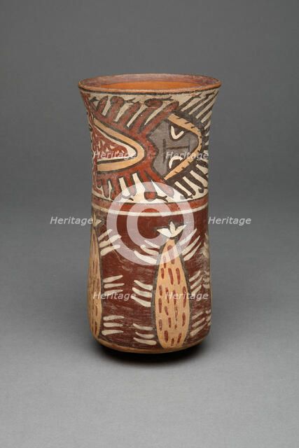 Beaker with Plants, Possibly Cacti, and Abstract Figures, 180 B.C./A.D. 500. Creator: Unknown.