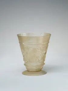 Beaker with Relief-cut Decoration, Iran, 9th-10th century. Creator: Unknown