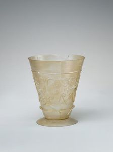 Beaker with Relief-cut Decoration, Iran, 9th-10th century. Creator: Unknown