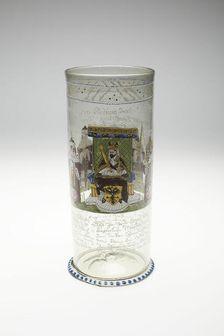 Beaker with the Emperor and Seven Electors (Kurfürsten Humpen), Germany, c. 1600. Creator: Bohemia Glass