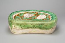 Bean-Shaped Pillow with Peony Scroll, Jin dynasty, (1115-1234), 12th/13th century. Creator: Unknown