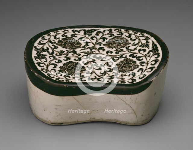 Bean-Shaped Pillow with Peony Scrolls, Northern Song dynasty, (960-1127), early 12th century. Creator: Unknown.