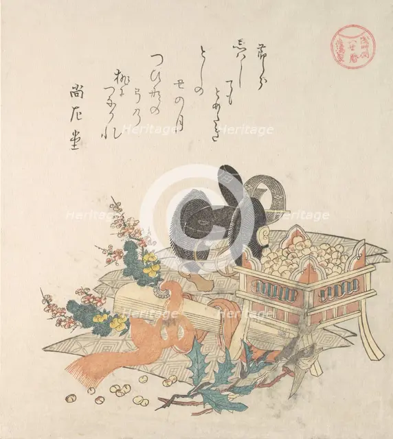 “Beans for Tossing During Setsubun Exorcism Ceremony,”..., 1810s. Creator: Kubo Shunman.