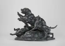 Bear Fleeing from Dogs, model n.d., cast after 1870 by 1873. Creator: Antoine-Louis Barye
