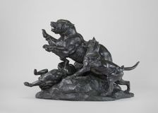 Bear Fleeing from Dogs, model n.d., cast after 1870 by 1873. Creator: Antoine-Louis Barye