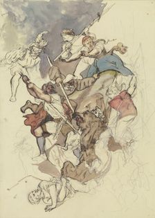 Bear hunt, mid-19th century. Creator: Rudolf Friedrich August Henneberg