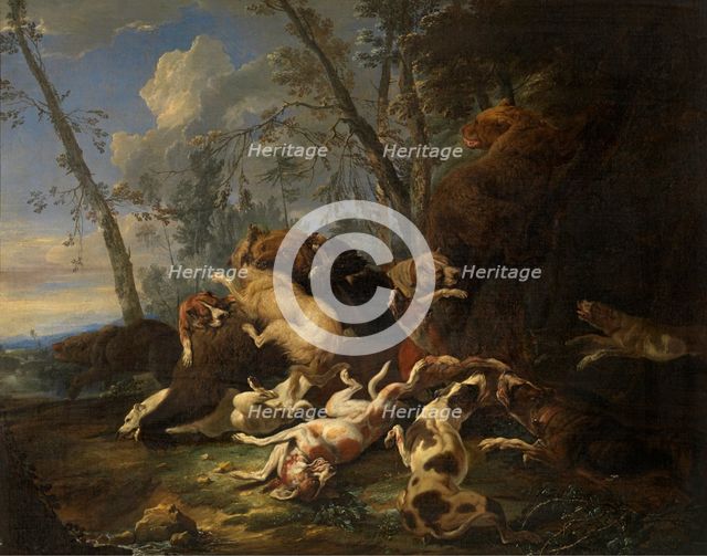 Bear Hunt, mid-late 17th century. Creator: Carl Borromaus Andreas Ruthart.