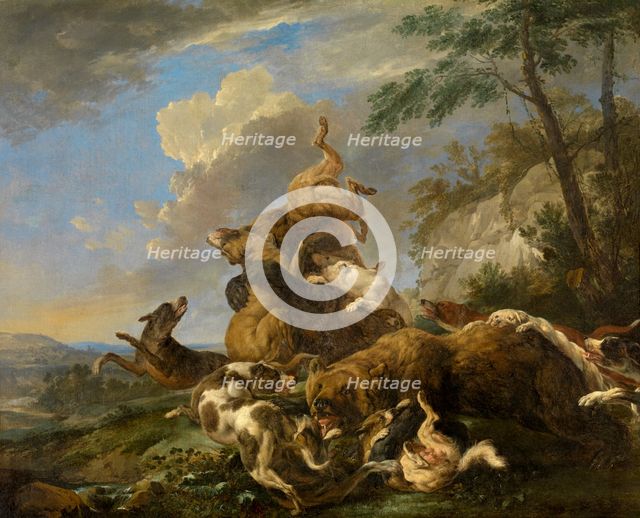 Bear Hunt, mid-late 17th century. Creator: Carl Borromaus Andreas Ruthart.