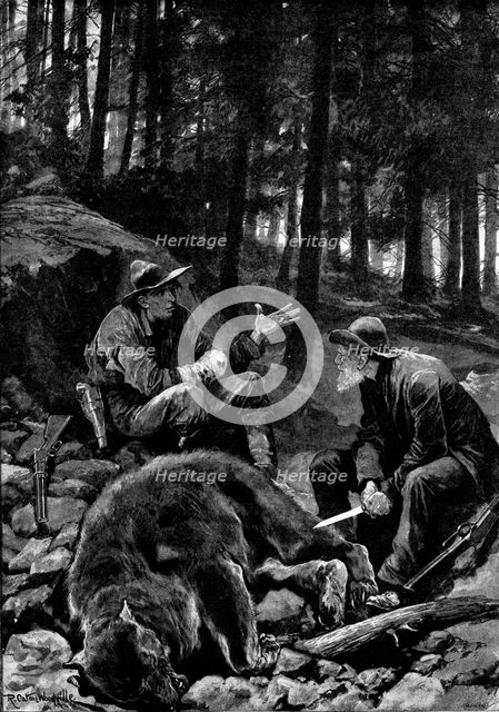 Bear-Hunters in Montana: victors and vanquished, 1895. Creator: George Meisenbach.
