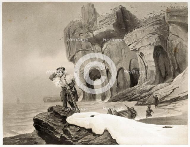Bear Island from Voyages en Scandinavie, en Laponie, au Spitzberg et aux Feroe, pub. 1852. Creator: Francois Auguste Biard (1798 - 1882).