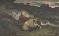 Bear Killing a Bull, 1810-75. Creator: Antoine-Louis Barye