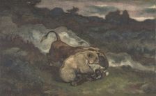 Bear Killing a Bull, 1810-75. Creator: Antoine-Louis Barye