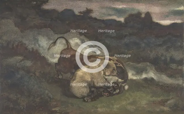 Bear Killing a Bull, 1810-75. Creator: Antoine-Louis Barye.