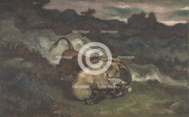 Bear Killing a Bull, 1810-75. Creator: Antoine-Louis Barye.