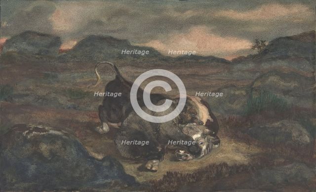 Bear Killing Bull, 1810-75. Creator: Antoine-Louis Barye.