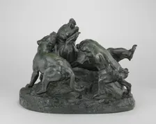 Bear Overthrown by Hounds, model c. 1834/1838, cast by 1873. Creator: Antoine-Louis Barye