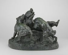 Bear Overthrown by Hounds, model c. 1834/1838, cast by 1873. Creator: Antoine-Louis Barye