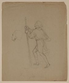 Bearded Figure in a Cape and Tunic Holding a Staff, between 1820 and 1848. Creator: Thomas Cole