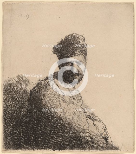 Bearded Man, in a Furred Oriental Cap and Robe: the Artist's Father, 1631. Creator: Rembrandt Harmensz van Rijn.