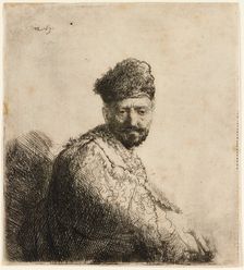 Bearded man in furred oriental cap: the artist's father, 1631. Creator: Rembrandt Harmensz van Rijn