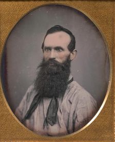 Bearded Man in Shirtsleeves and String Tie, 1850s. Creator: Unknown