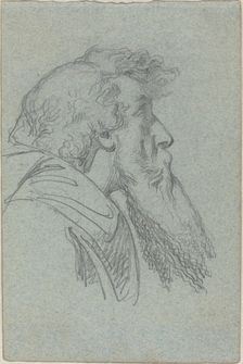 Bearded Man Looking Up / Cloaked Figure with Raised Arms. Creator: Alexandre Bida