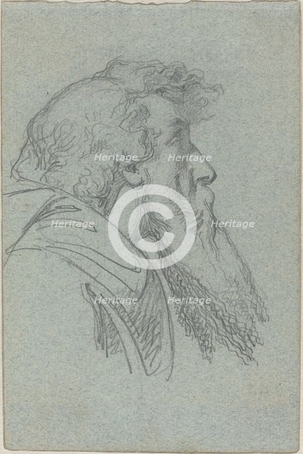 Bearded Man Looking Up / Cloaked Figure with Raised Arms. Creator: Alexandre Bida.