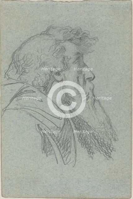 Bearded Man Looking Up / Cloaked Figure with Raised Arms. Creator: Alexandre Bida.