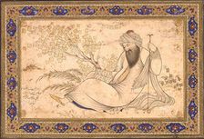 Bearded Man Reading in a Landscape, Dated AH 1045/ AD 1635. Creator: Mu'in Musavvir