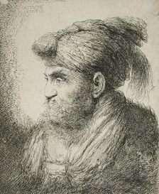 Bearded Man Wearing a Turban, between circa 1647 and circa 1651. Creator: Giovanni Benedetto Castiglione
