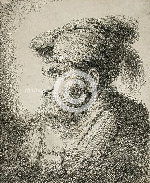 Bearded Man Wearing a Turban, between circa 1647 and circa 1651. Creator: Giovanni Benedetto Castiglione.