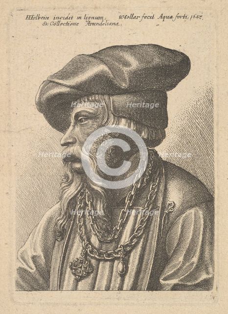 Bearded man with chain necklace, 1647. Creator: Wenceslaus Hollar.