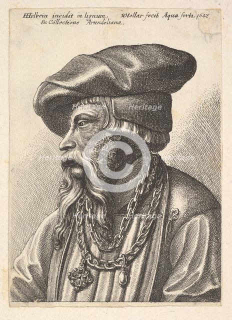 Bearded man with chain necklace, 1647. Creator: Wenceslaus Hollar.
