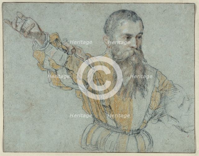 Bearded Man with his Right Arm Raised, 1562/64. Creator: Giuseppe Porta.