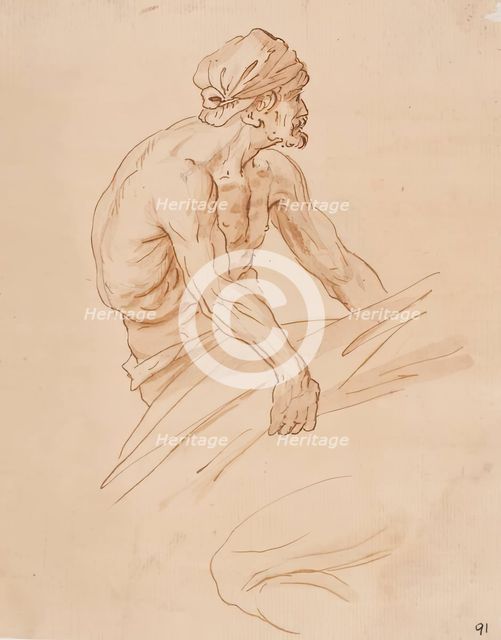 Bearded Male Figure, c1763-1800. Creator: William Williams.