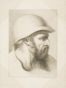 Bearded Male Head with Steel Helmet, n.d. Creator: Christian Frederick Köhlitz
