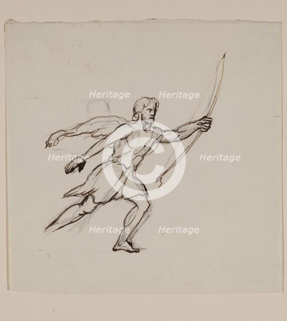 Bearded Running Figure, between 1820 and 1848. Creator: Thomas Cole.