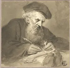 Bearded Scholar Writing, n.d. Creator: Edward Bird