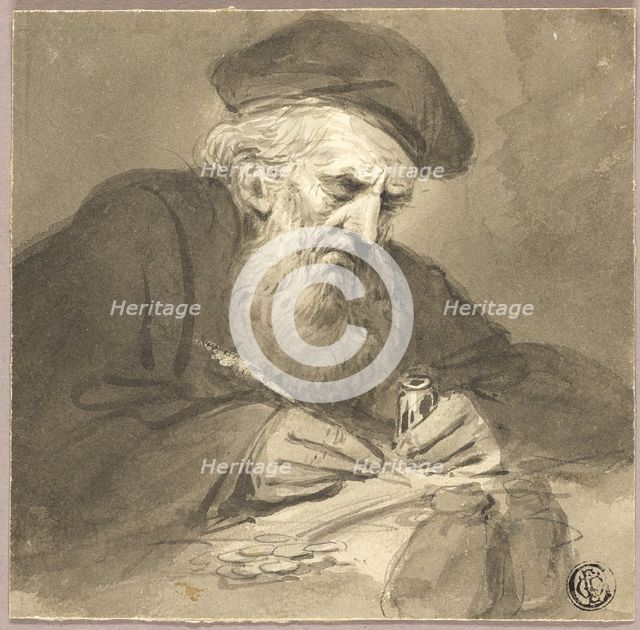 Bearded Scholar Writing, n.d. Creator: Edward Bird.