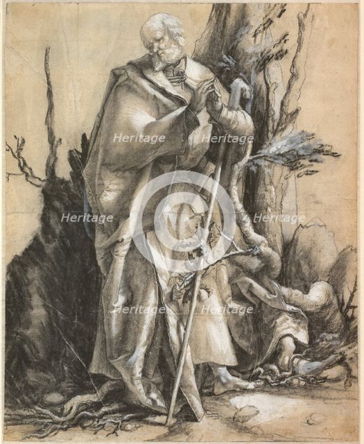Bearded Saint with walking stick, c. 1516. Artist: Grünewald, Matthias (ca 1470-1528)