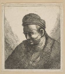 Beardless Man in Fur Cloak and Cap: Bust, second half 18th century. Creator: David Deuchar