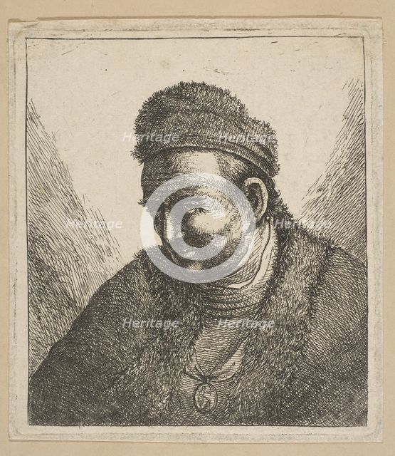 Beardless Man in Fur Cloak and Cap: Bust, second half 18th century. Creator: David Deuchar.
