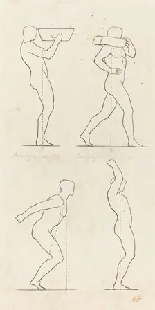 Bearing a Weight; Preparing to Jump, and Alighting, published 1829. Creator: George Scharf