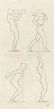 Bearing a Weight; Preparing to Jump, and Alighting, published 1829. Creator: George Scharf