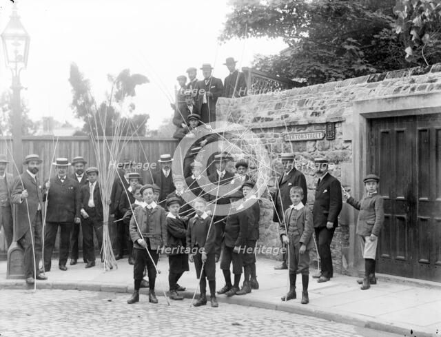 Beating the Bounds ceremony, Merton Street, Oxford, Oxfordshire, 1908 Artist: Henry Taunt