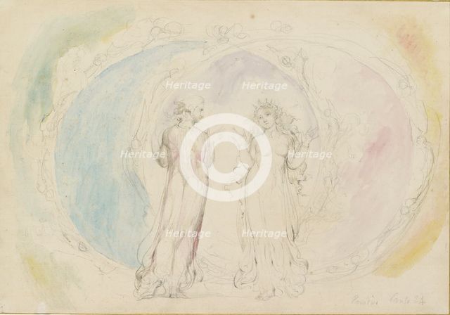 Beatrice and Dante in Gemini, amid the Spheres of Flame, 1825-1827. Artist: William Blake.
