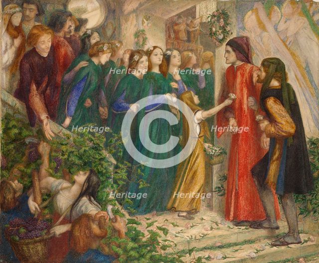 Beatrice at a marriage Feast denying her Salutation to Dante, 1851-1855. Artist: Dante Gabriel Rossetti.