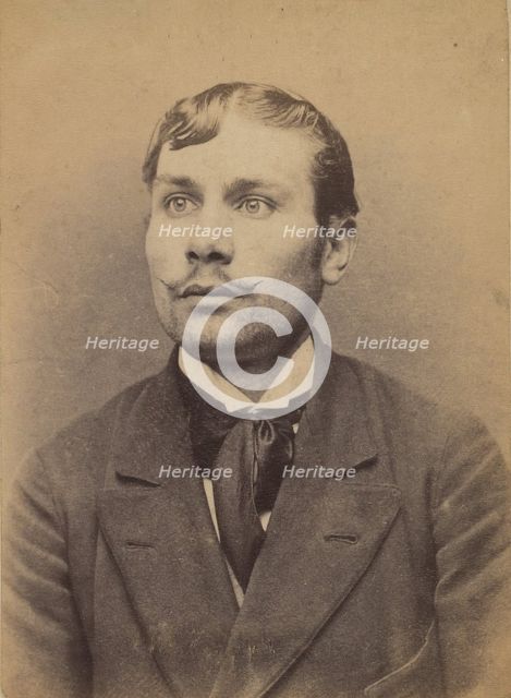 Beaulieu. Henri, Félix, Camille. 23 ans, né le 30/11/70 à Paris Ve. Comptable. Anarchiste...., 1894. Creator: Alphonse Bertillon.