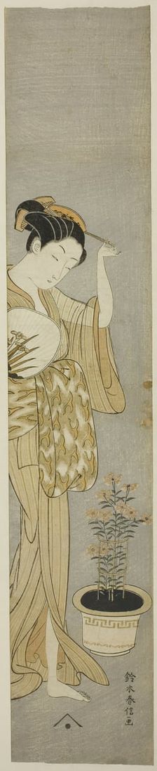 Beauty Adjusting her Hairpin, c. 1768/69. Creator: Suzuki Harunobu